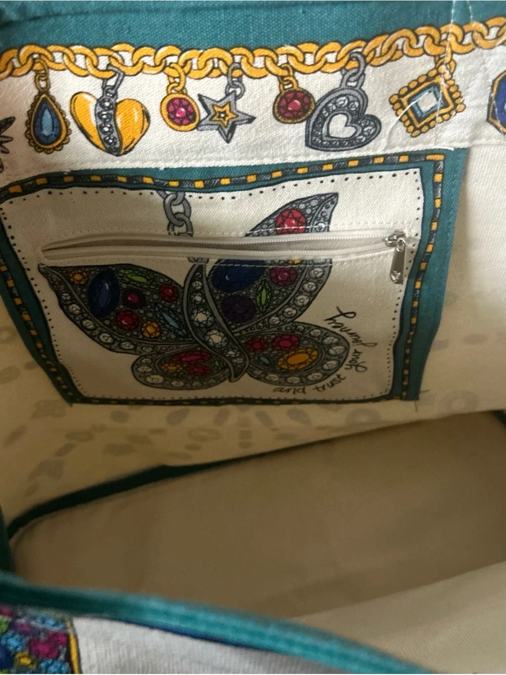 New Brighton Teal Canvas LOVE Heart Tote with Yellow Accent